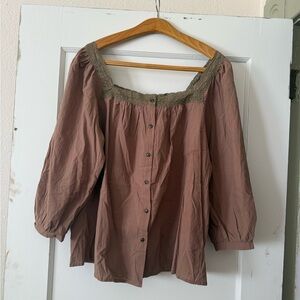 Neuflora Brown Button-Up Top
